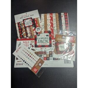 Echo Park Paper Co "Little Lumber Jack" 12x12 Paper, 6x6 Pad, Ephemra Enamel Dot